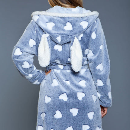 Plush Heart Tie-Waist Robe