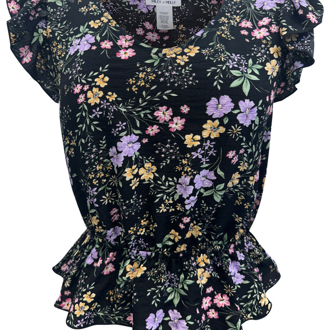 Floral Ruffle Sleeve Peplum Top – Effortlessly Feminine and Chic
