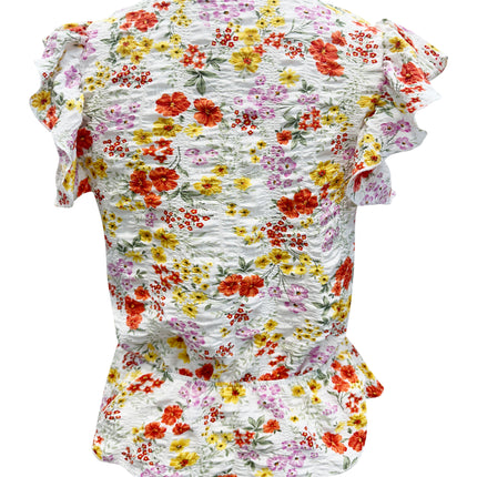 Floral Ruffle Sleeve Peplum Top – Effortlessly Feminine and Chic