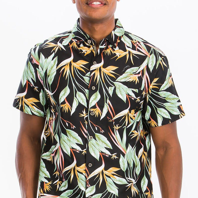 Leaf Print Hawaiian Button Down Shirt
